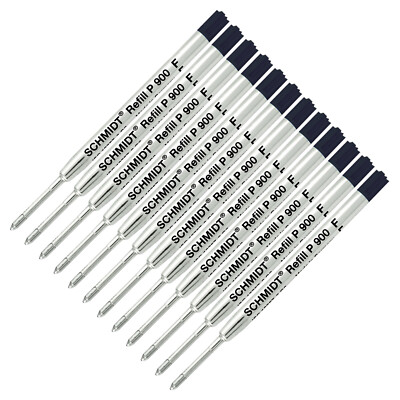 12 X - Schmidt P900 F Parker Style Ballpoint Pen Refill, Black, Fine Point 0.6mm