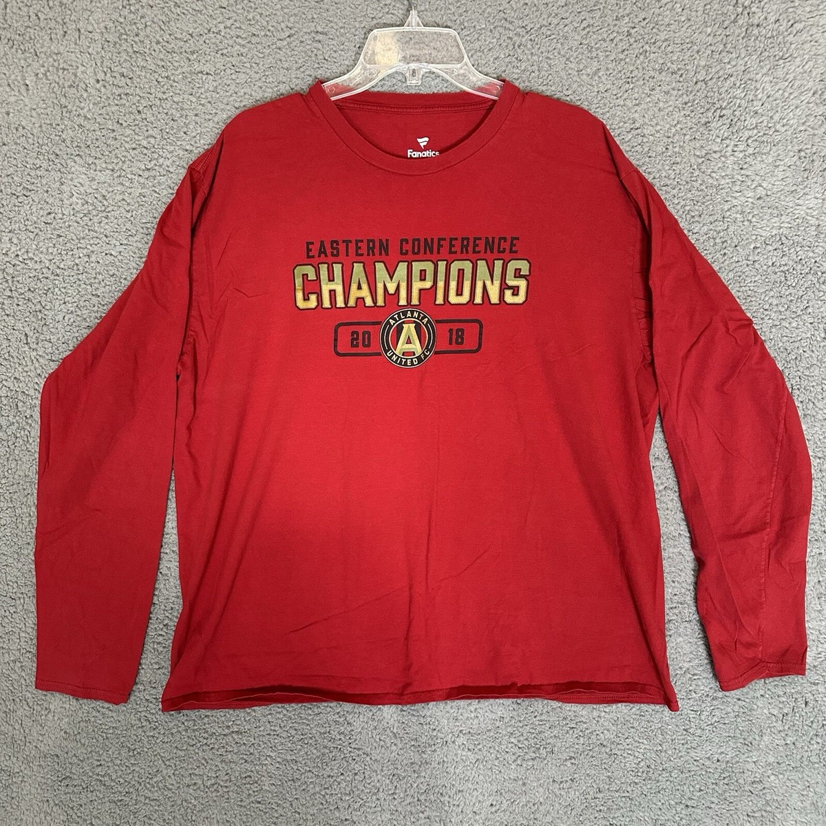 Atlanta United Fanatics Mens Long Sleeve Shirt Red Size 2XL Graphic Tee