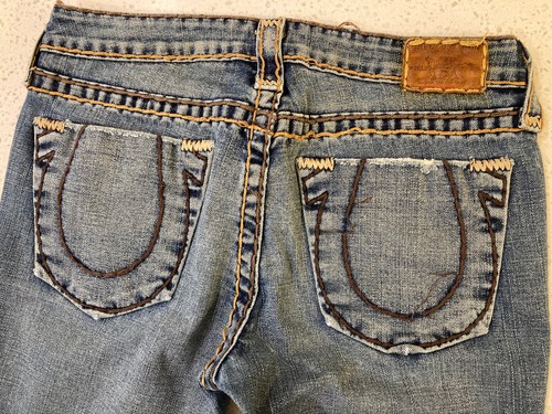 True Religion Women’s Boot Flare Blue Jeans 5-Pocket Distressed Pants Size 30x31 - Picture 5 of 5