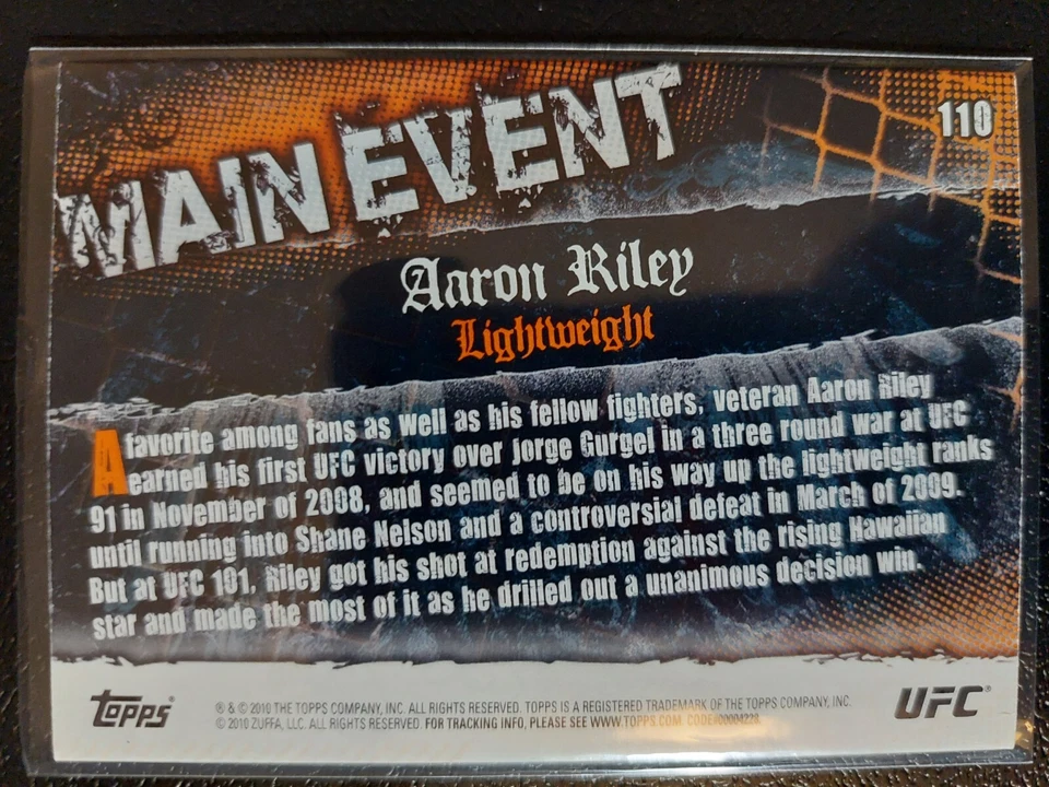 Aaron Riley #110 2010 UFC Main Event Thick Gold Parallel - Image 2 of 2