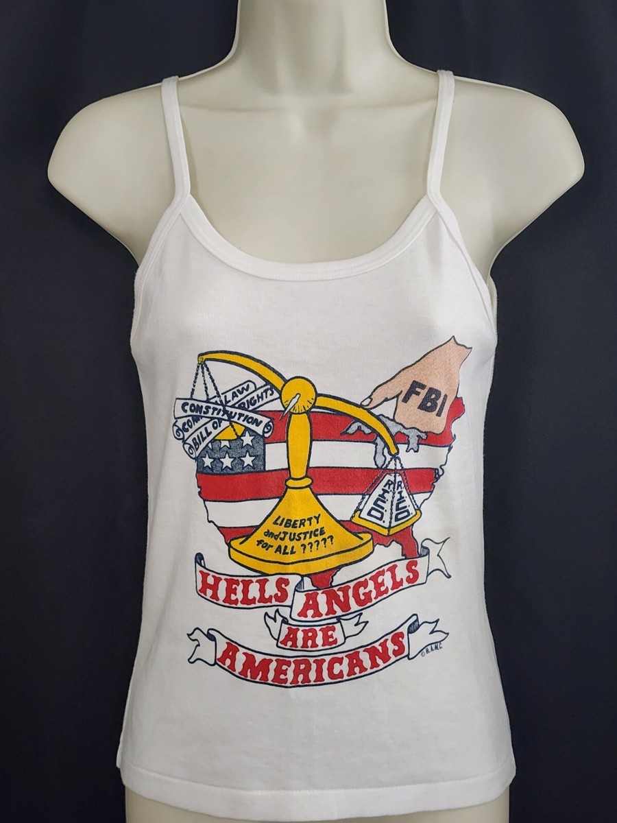 Vintage 80`s HELLS ANGELS Motorcycle Club T Shirt MC FBI RICO RARE 