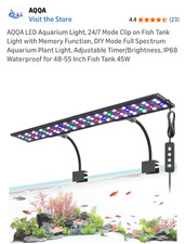 AQQA LED Aquarium Light, 24/7 Mode Clip on Fish Tank Light 45w 48-55inch
