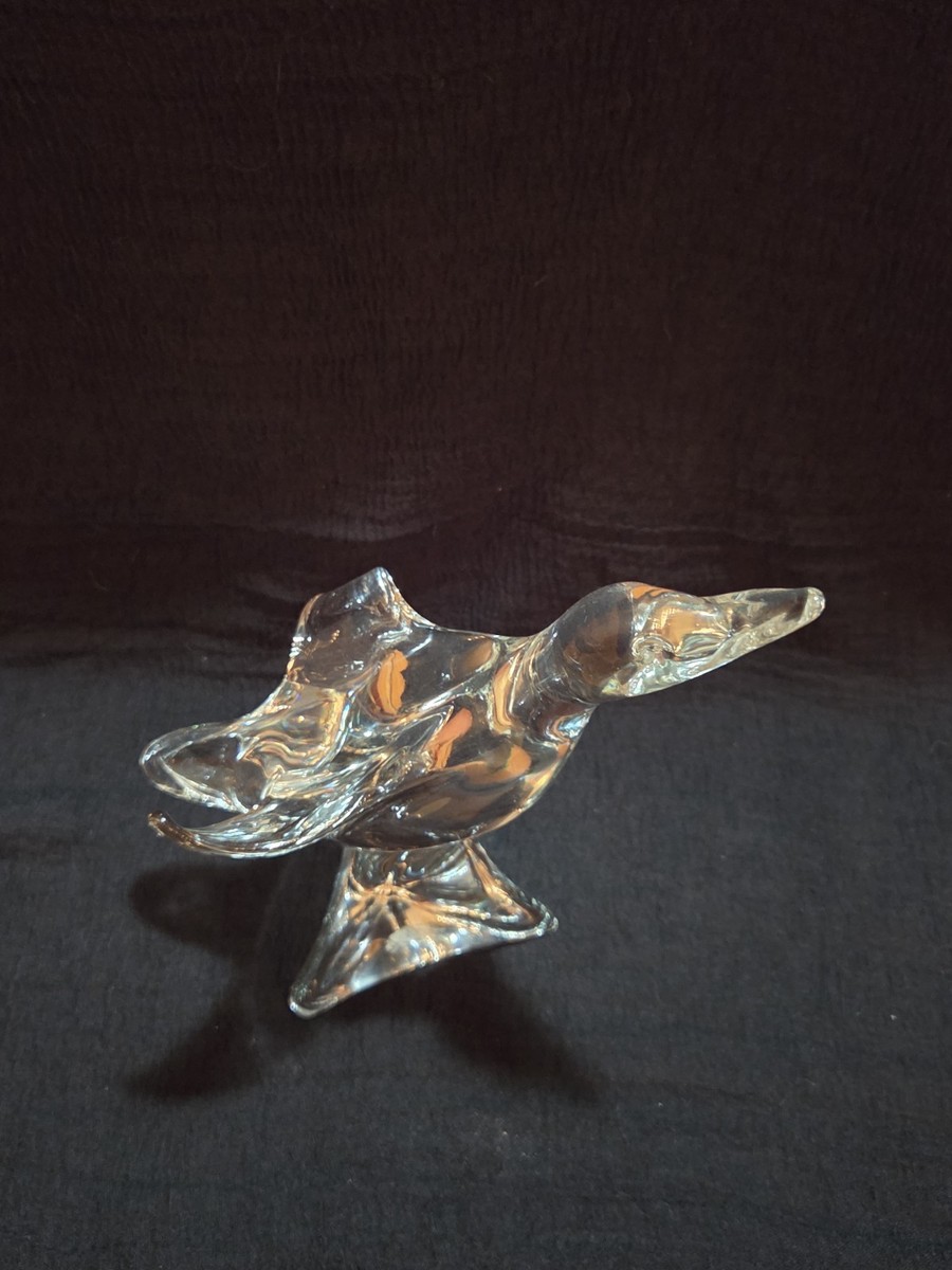 Licio Zanetti Murano Art Glass Duck Goose Sculpture Signed Italy