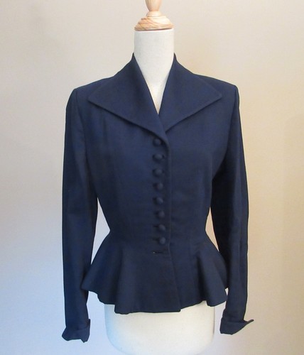 Vintage 1940s Lilli Ann Blue Wool Tailored Suit Jacket