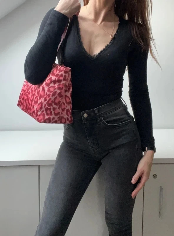 KATE SPADE Taylor Leopard Medium Tote Shoulder Bag Pink Red Multi Nylon Zip Top - Image 3 of 4