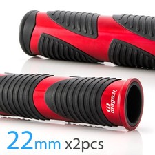Wave handlebar grips black TPR +red metal trim 22mm x2 racing bike