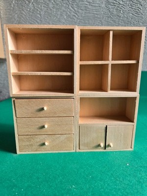 Puppenstubenmöbel Kiefer 4-teilig vielseitig Wohnwand 1.12.