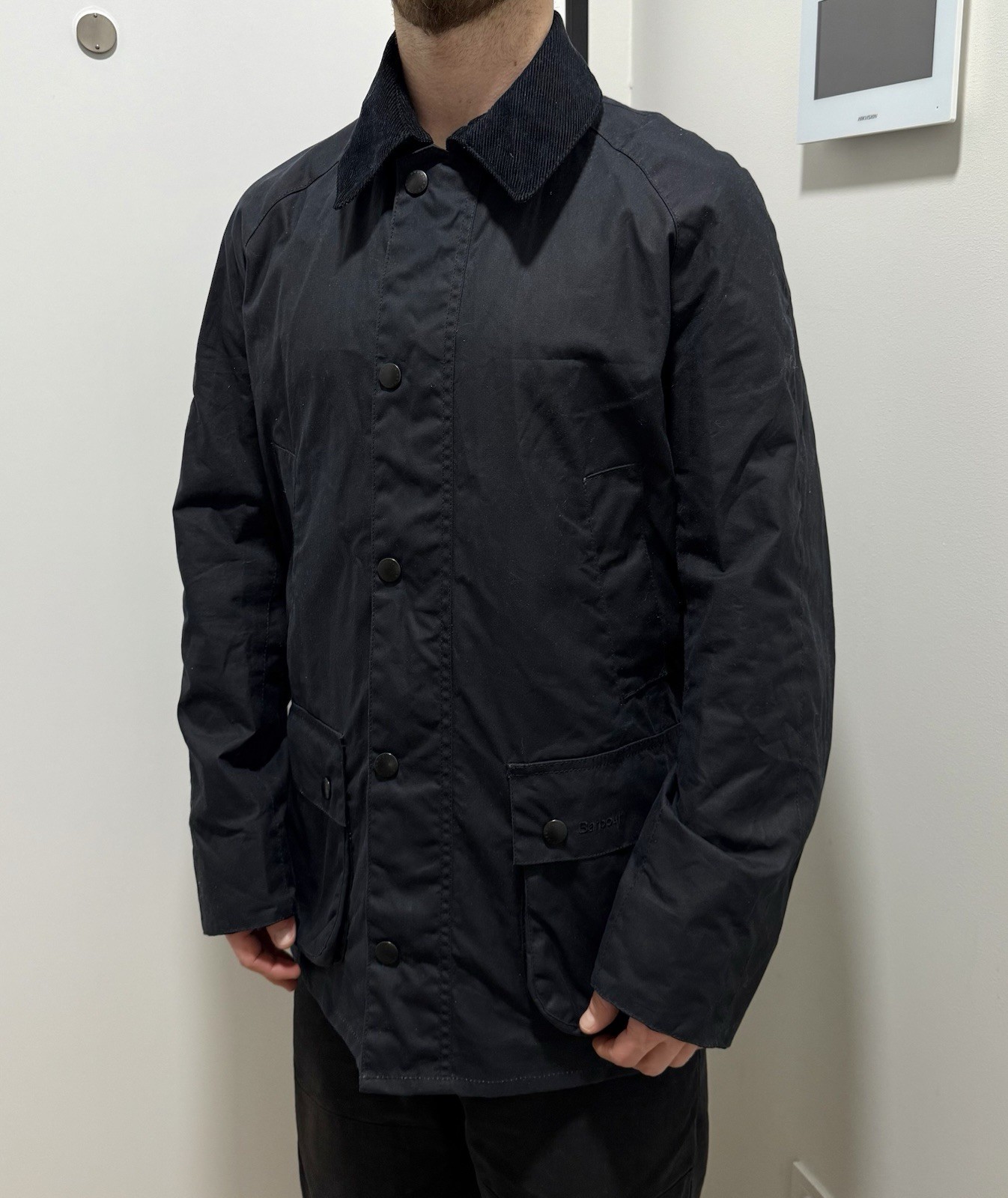 DDP Barbour Ashby Wax Waxed Jacket Black Tartan Men’s size M image 4