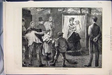 Original Old Antique Print 1873 Travelling Photographer Family Fine Art 19th
