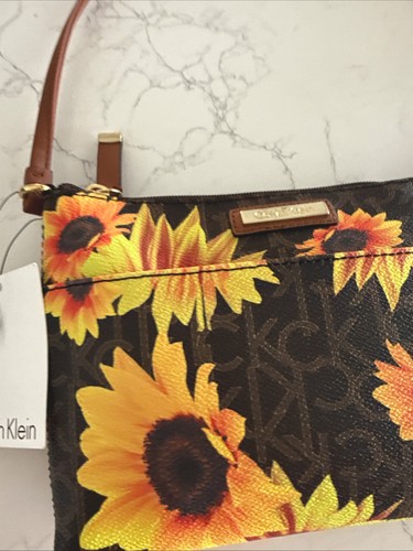 Calvin Klein Handtasche braun Sonnenblumen klein Neu mit Etikett - Bild 2 von 11