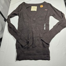 Y2K Hollister Womens Brown V-Neck Sweater Cot...