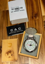NATIONAL GEOGRAPHIC Travel Alarm Clock Pocket Watch Style and Original Wood Box