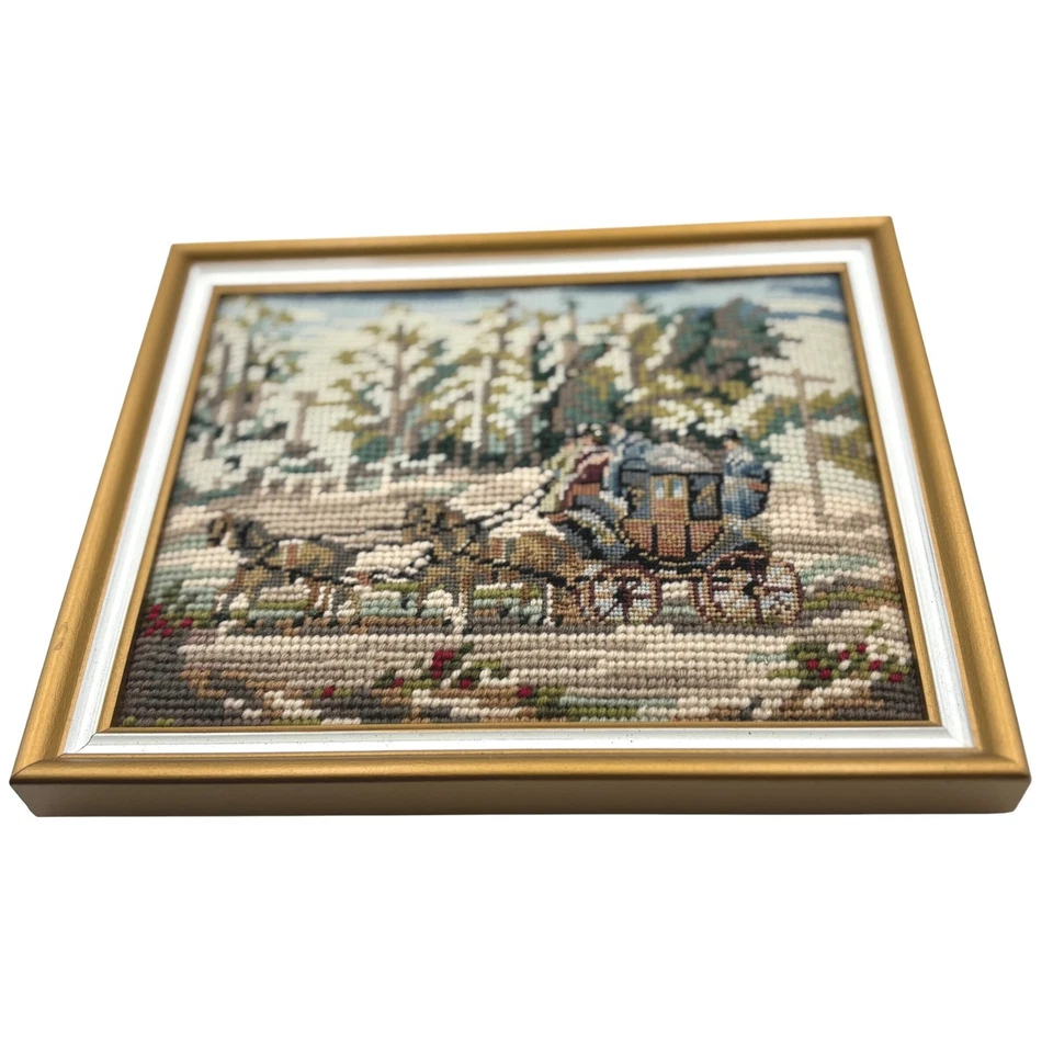 Juego de 2 arte vintage enmarcado a punta de aguja escena de carro par decoración del hogar BRIDGERTON Foto 3 de 4