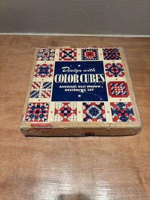 Color Cubes Vintage Design Game Embossing Companys Wood Blocks USA