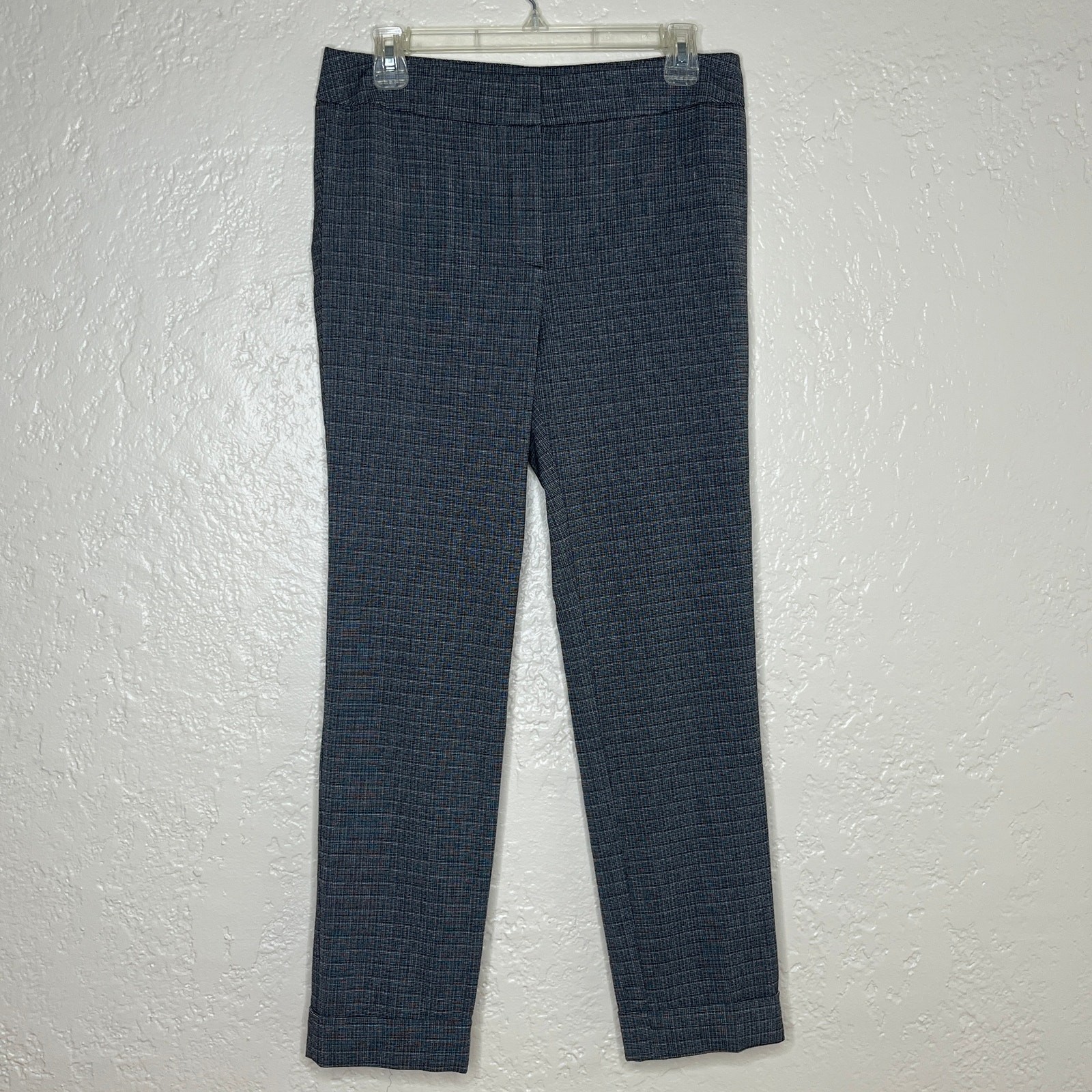 Ann Taylor Women's Factory Gray Micro Plaid Cuffed Ankle Pants Size 6