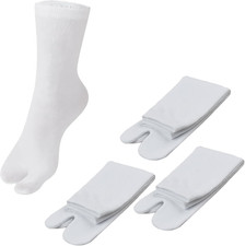 3 Pairs Japan Tabi Socks, Split 2 Toe Sandals Ninja Slipper Japanese Kimono Whit