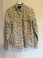 Chaps Denim Ralph Lauren Dress Shirt Navy And Beige  Size Medium -E