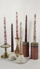 Sheer "Lucite" Candles 10 inch PAIR Handmade Chunky Gold Flakes ASSORTED COLORS