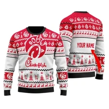 Personalized Chick Fil A Spirit Ugly Christmas