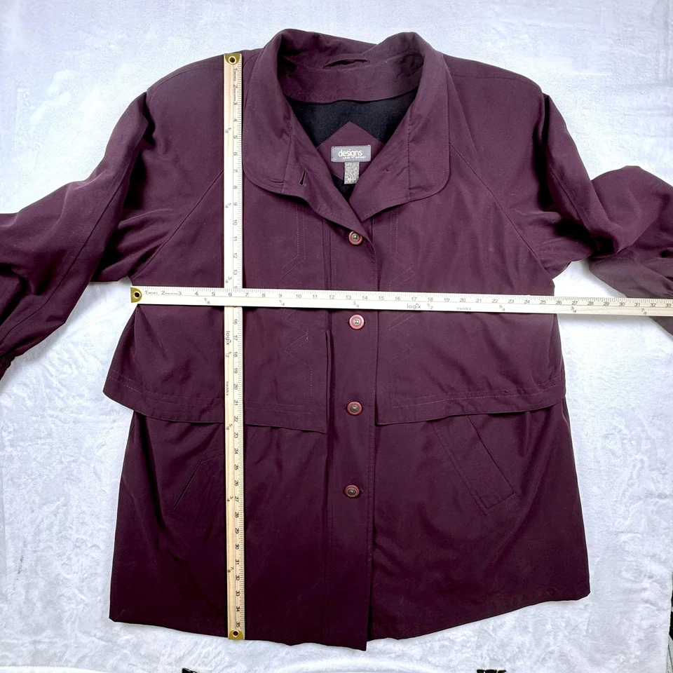 Chaqueta impermeable vintage años 90 Lane Bryant para mujer 22 24 botones frontal forrada Foto 2 de 4