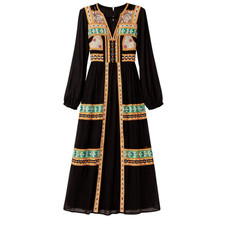 ASOS Boho Revival Embroidered Festival Midi Dress Womens Size US 6 Indie Femme