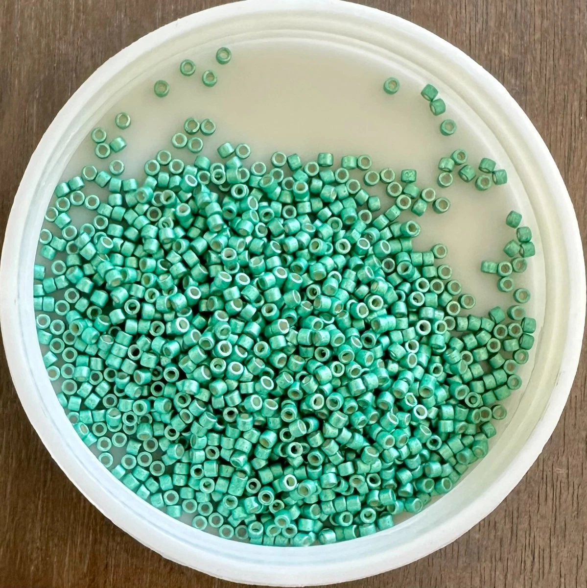 11/0 MIYUKI Seed Beads, Delica, Galvanised Semi-Frosted Dark Mint (DB1182), 5g