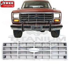 New Front Grille Assembly Silver With Black Insert 1982-1986 Ford F-150