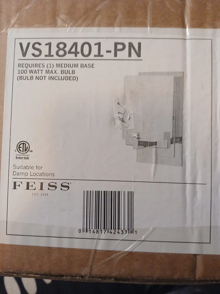 Aplique de pared Feiss Maddison 1 luz 5 pulgadas, níquel pulido, VS20601PN Foto 2 de 4