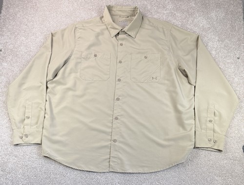 Under Armour Chesapeake HeatGear Loose Fit Men's 2XL Tan Button Down Shirt