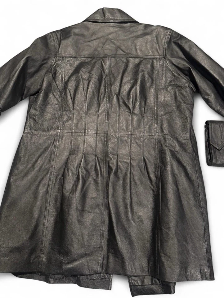 Venezia Black Trench Coat Double-Breasted Wide Lapels - Image 2 of 4