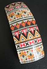 Vintage Batik Plastic Women's Hair Clip Barrette Colorful Ethnic Design Orange