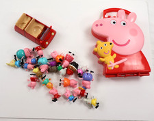 LOT OF 20 Peppa Pig Figures, Carrying Case, and Car
