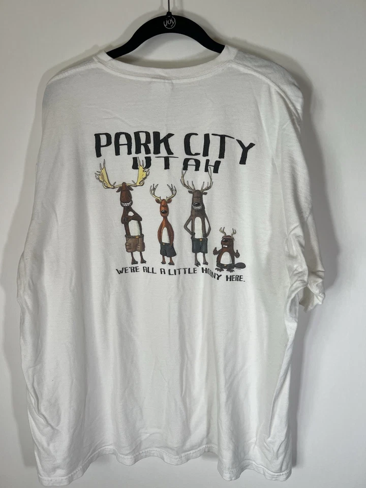 Camiseta divertida XXL vintage Y2K The Duck Co. Park City Utah castor alce blanco Foto 3 de 4