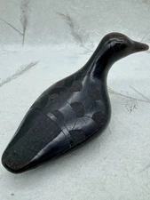 Vintage Tonala Jal  Mexico Etched Black Pottery Duck 6” Unique