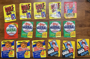 Vintage empty sports wrappers lot baseball football golf basketball Topps Fleer