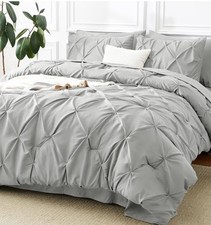 CozyLux Full Size Comforter Sets Light Grey 7 Pieces Bed in a Bag Gray Sealed
