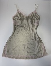 Victoria  s Secret Grey  Pink Silky Lingerie Slip Dress Size Medium