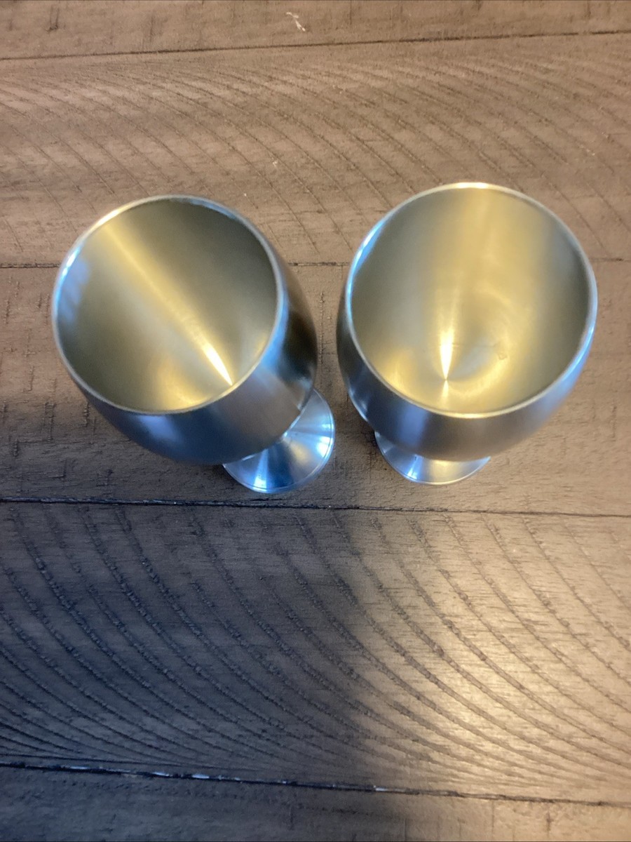 Tumasek Pewter 97 Pair of Wine Goblets Satin Finish Collectible