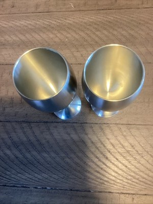Tumasek Pewter 97 Pair of Wine Goblets Satin Finish Collectible