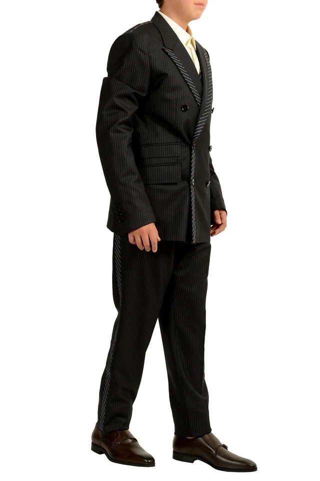 Костюм из трех частей мужской Dolce & Gabbana шелк шерсть в полоску размер США 36 IT 46 - Изображение 2 из 4