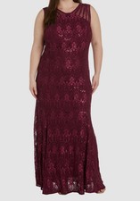 R M Richards Women's Red Sequin Lace Gown Dress Plus Sz 20W