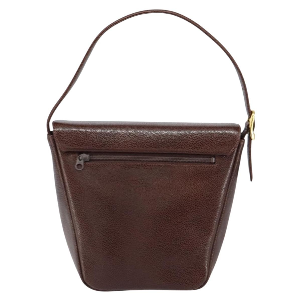GIVENCHY Shoulder Bag Leather embossed Dark Brown Gold Auth am9398 image 2