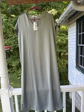 MANGO Flowy Satin Dress Light Sage  Green Size 10