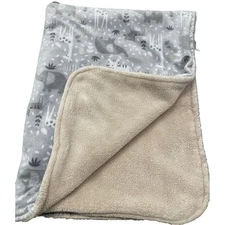 Parents Choice Gray Tan Jungle Blanket  Elephant Giraffe Animals Minky Plush