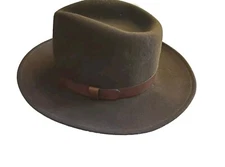 VTG Pendelton 100% Virgin Wool Fedora Leather Band Brown Made In USA Frontier 