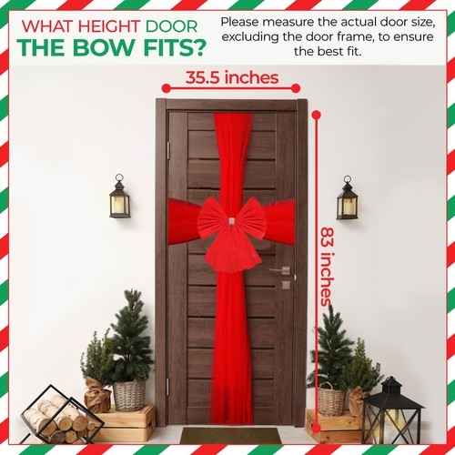 Navidad Puerta Lazo Kit - Grande Lazo Rojo Decoración - Exterior - Imagen 7 de 7