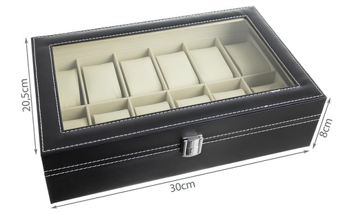Scatola Box Cofanetto Con Vetrina Porta Orologi Posti per Orologio Custodia - Imagen 39 de 39