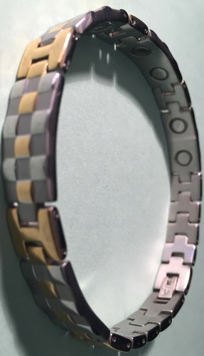 8.5" "SURGICAL STAINLESS STEEL MAGNETIC MAN BRACEELET SLIVER & GOLD (ADJUSTABLE - Picture 123 of 245