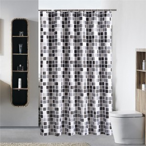 Détails Sur 2xnoir Blanc Gris Treillis Baignoire Rideau De Douche En Tissu De Sall A9j5