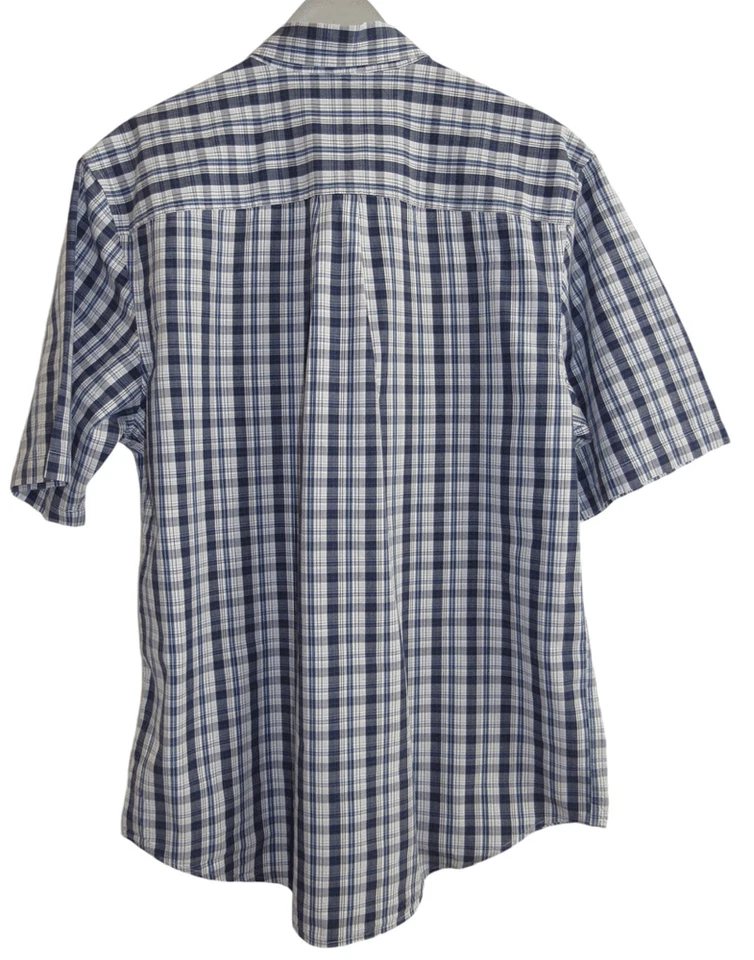 Timberland Blue & White Plaid Short Sleeve Casual Button Up Shirt L - Image 3 of 3